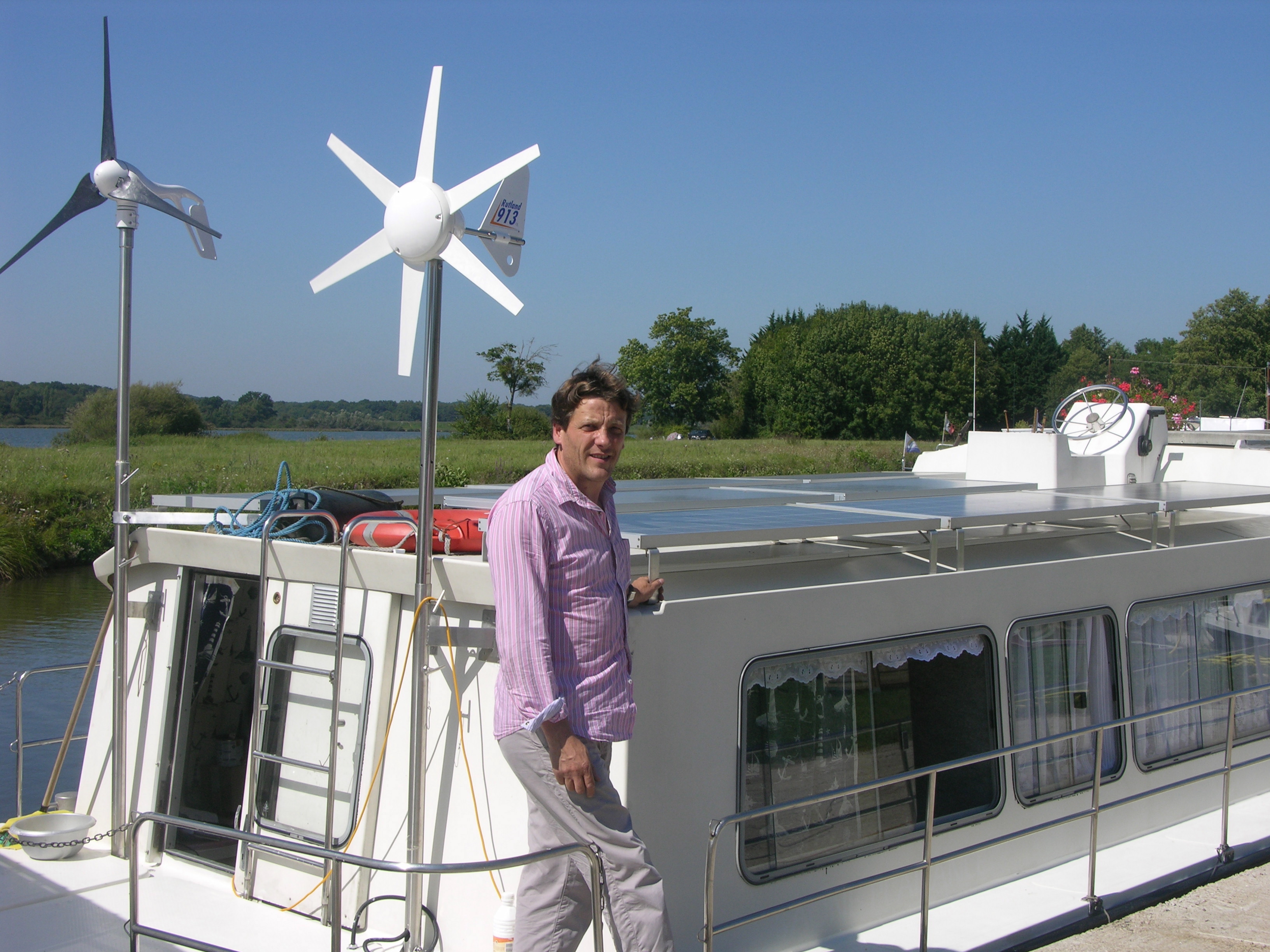 Sylvère Quinard à bord de l'Espade écologique (Photo : PJL)