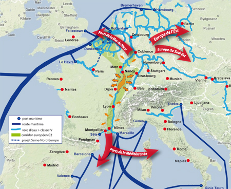 Liaison Saône Moselle (Carte VNF)