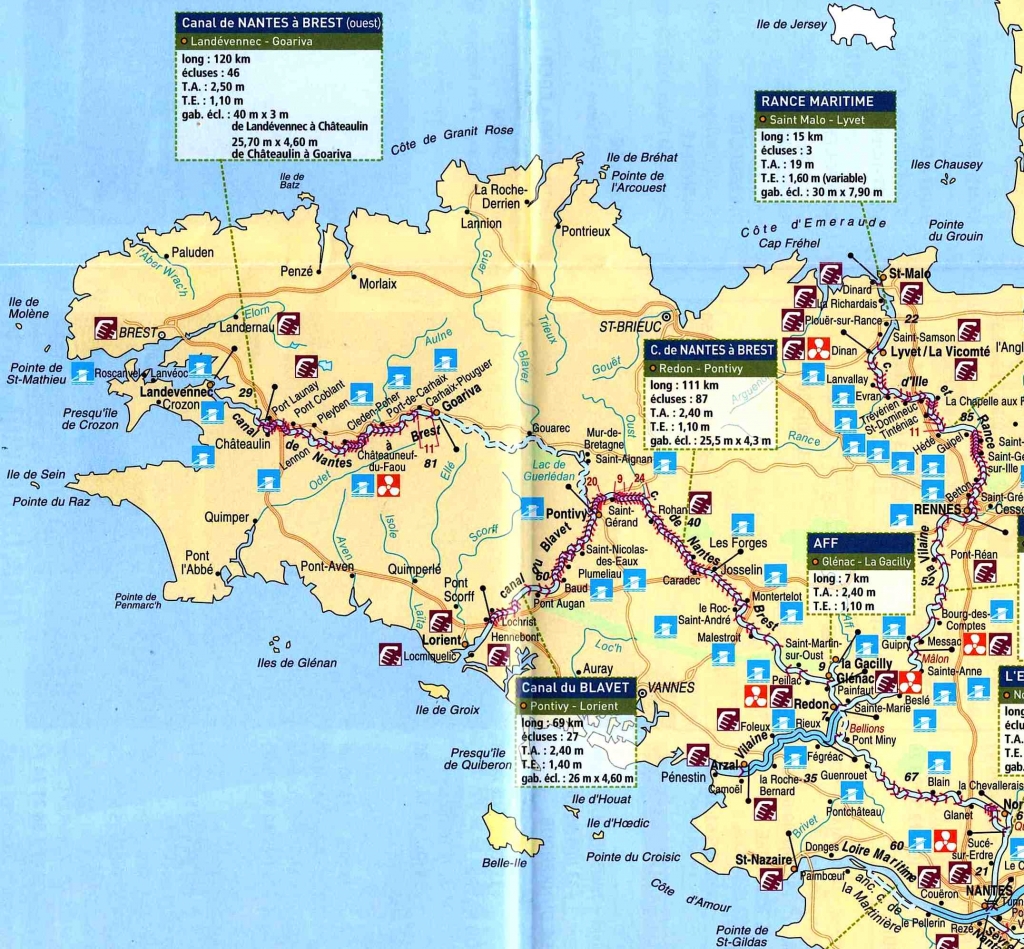 Extrait "Bretagne" de la carte fluviale de la France (Fluviacarte 21)