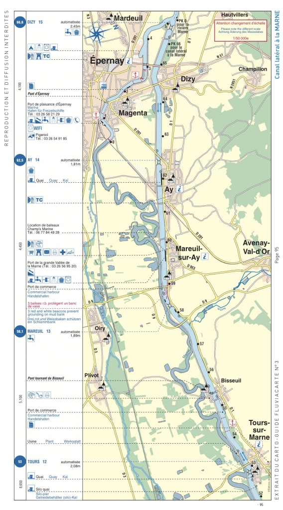 Carte Épernay (extrait de la Fluviacarte n°3 Marne)