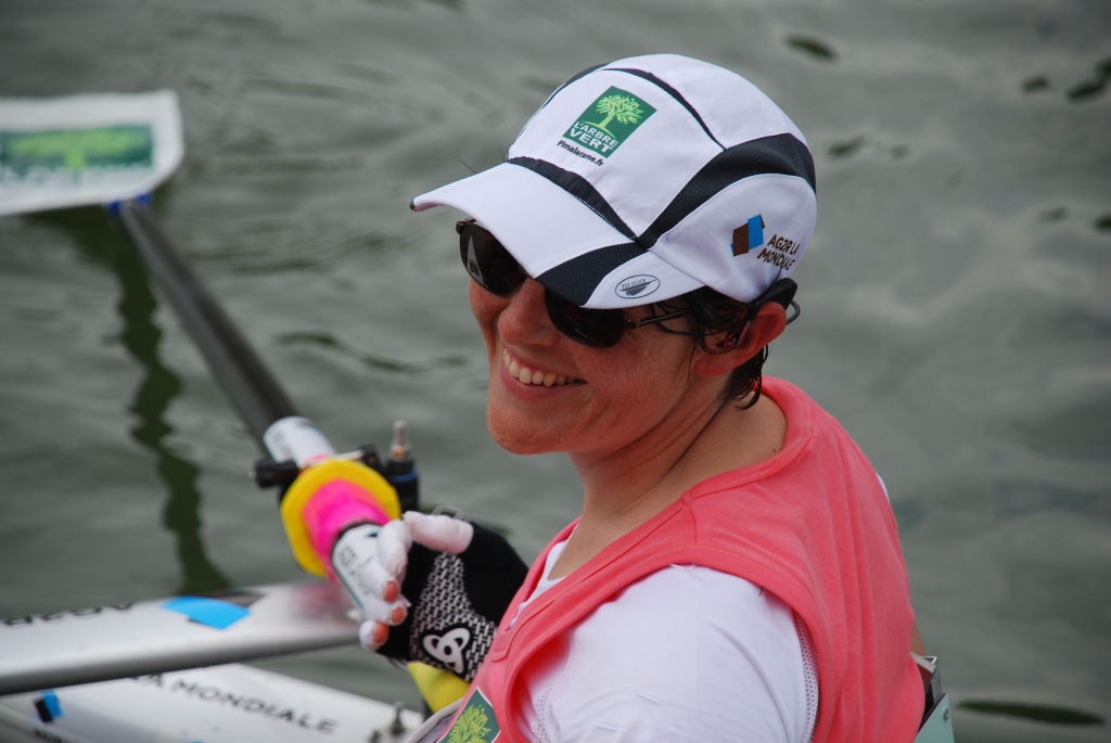 Nathalie Benoit dans l'écluse du Coudray (Photo J-F. Macaigne)