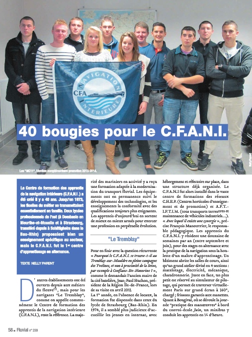 Les 40 ans du CFANI (Fluvial n°239)