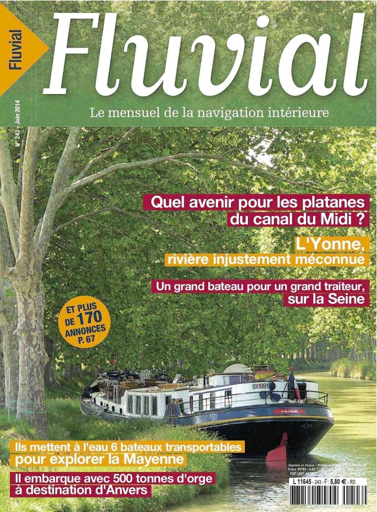 Couverture du numéro 243 de Fluvial - le canal après Capestang (Photo S.Thépot) 