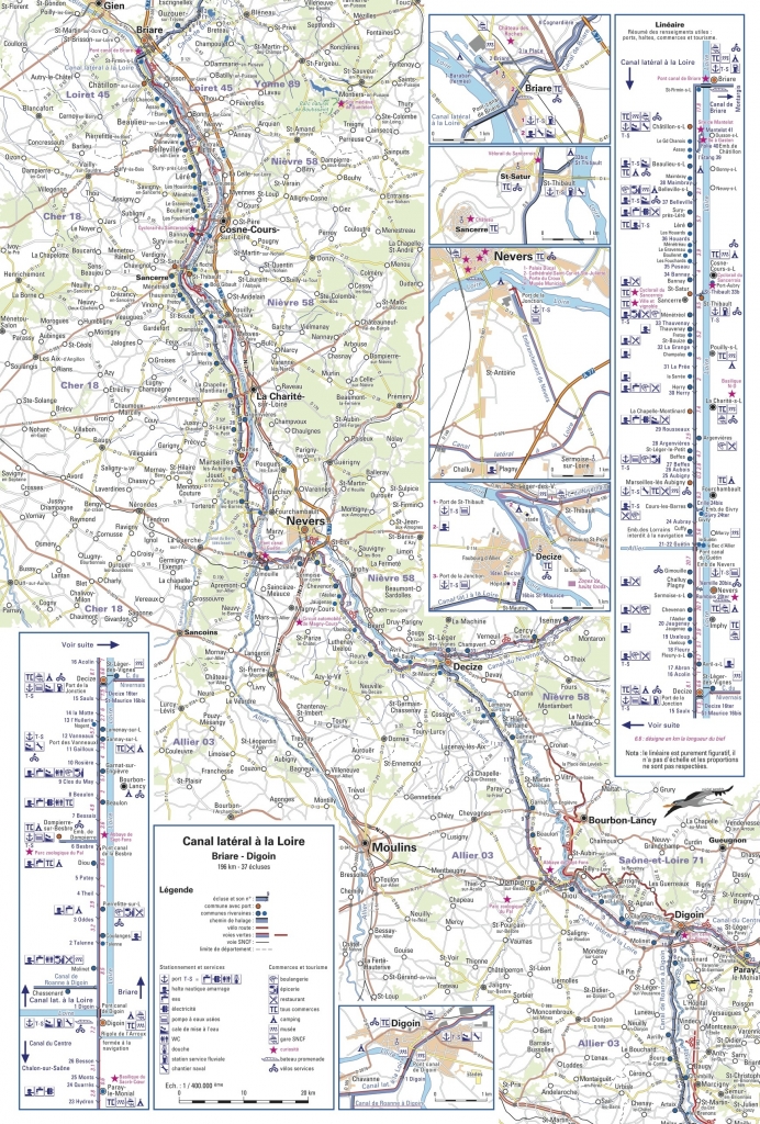 Carte fluvestre (A3) de Briare à Digoin (cartographie M.Sandrin)