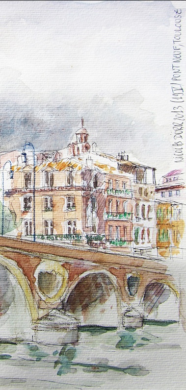 Le Pont Neuf de Toulouse (aquarelle de Nicolas Dürr)