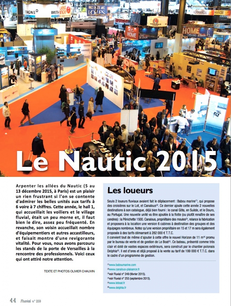 Salon Nautic 2015 (Fluvial n°259)