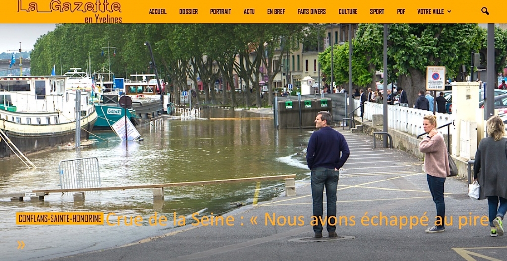 À Conflans, la crue de juin 2016 s'est arrêtée à temps (Photo Gazette des Yvelines)