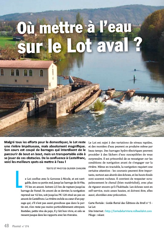 Où mettre à l'eau sur le Lot amont (Fluvial n°274)