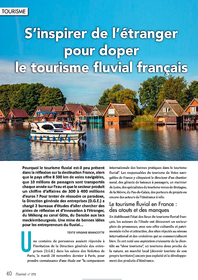 S'inspirer de l'étranger pour doper le tourisme fluvial (Fluvial n°279)