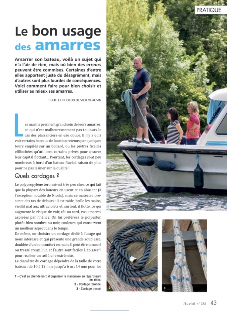 Le bon usage des amarres - Fluvial n°283