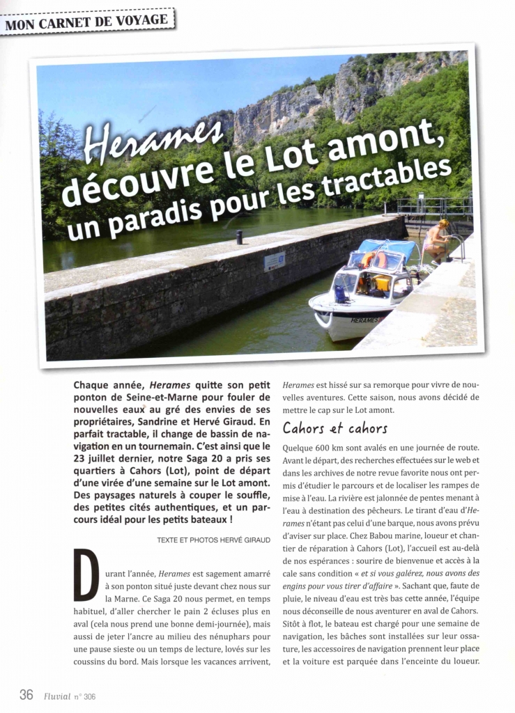 Le Lot amont en tractable - Fluvial n°306